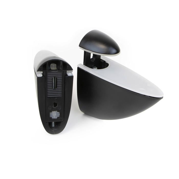 Emuca Pelicano Träger-Set für Holz- oder Glasböden, Kunststoff und Zamak, Schwarz lackiert