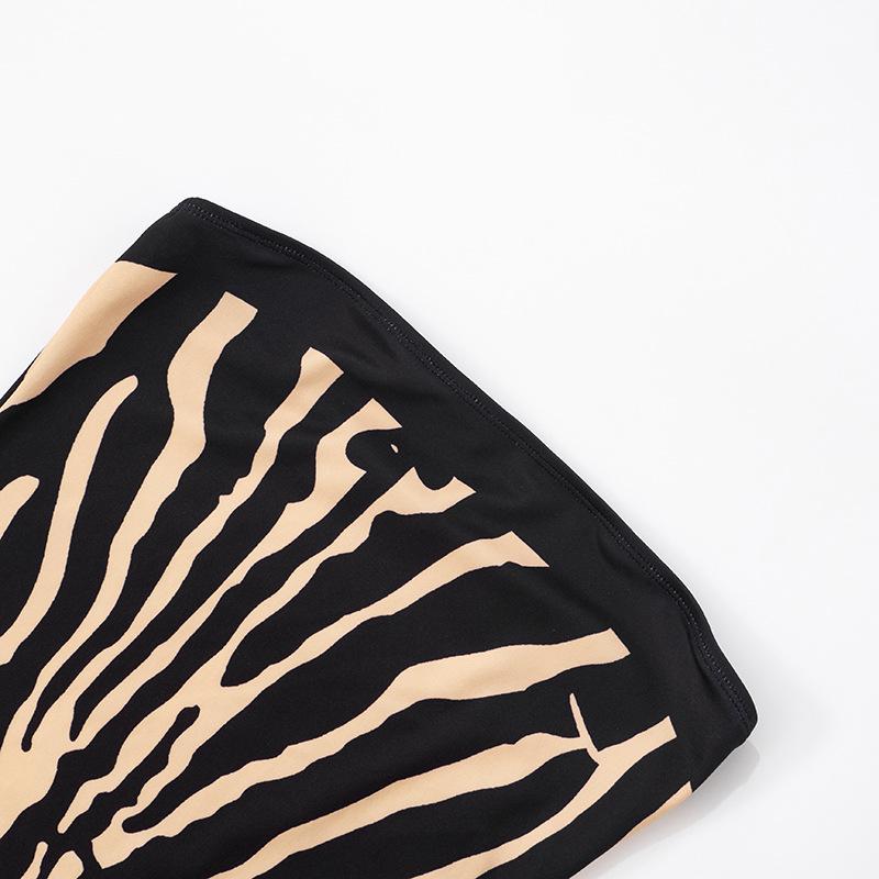 Zebra Print Strapless Backless A-Line Mini Dress for Women