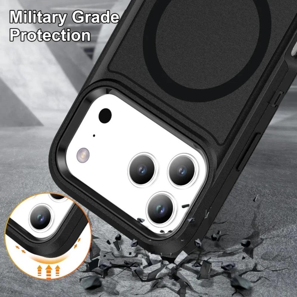 Heavy Duty Shockproof Magnetic Smooth-Touch Phone Case for IPhone Air 17 Pro Max 16 15 14 Plus 13 Wireless Charge OttBox Armor Protect Cover