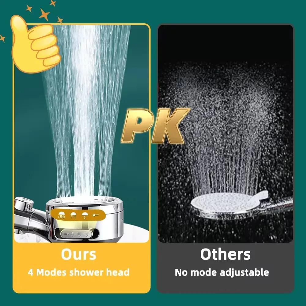 High Pressure Handheld Bathroom Shower Head Water Saving Showerhead Pressurized Adjustable Spray LED Digital Temperature Display