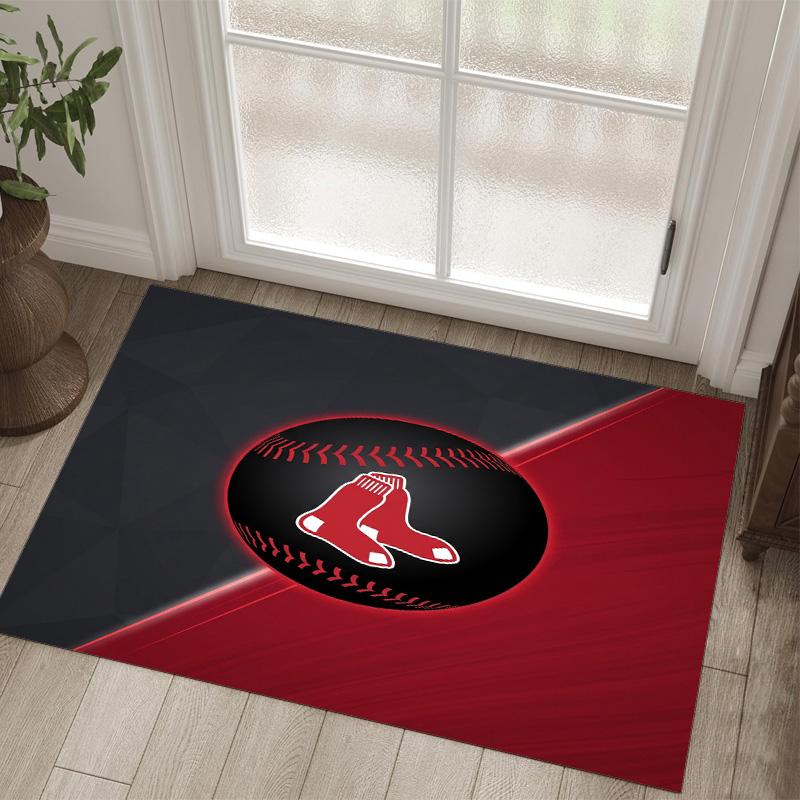 Boston Red Sox Design Křišťálový Sametový Koberec Útulný Ne?Protiskluzová tištěná předložka do ložnice, obývacího pokoje, předsíně