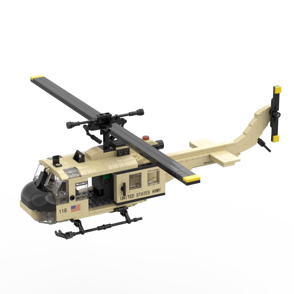 UH-1D Multipurpose Utility Helicopter Brick Model Toy Building Blocks Set Army Military Weapons UH1D Kit with 3 Soldiers