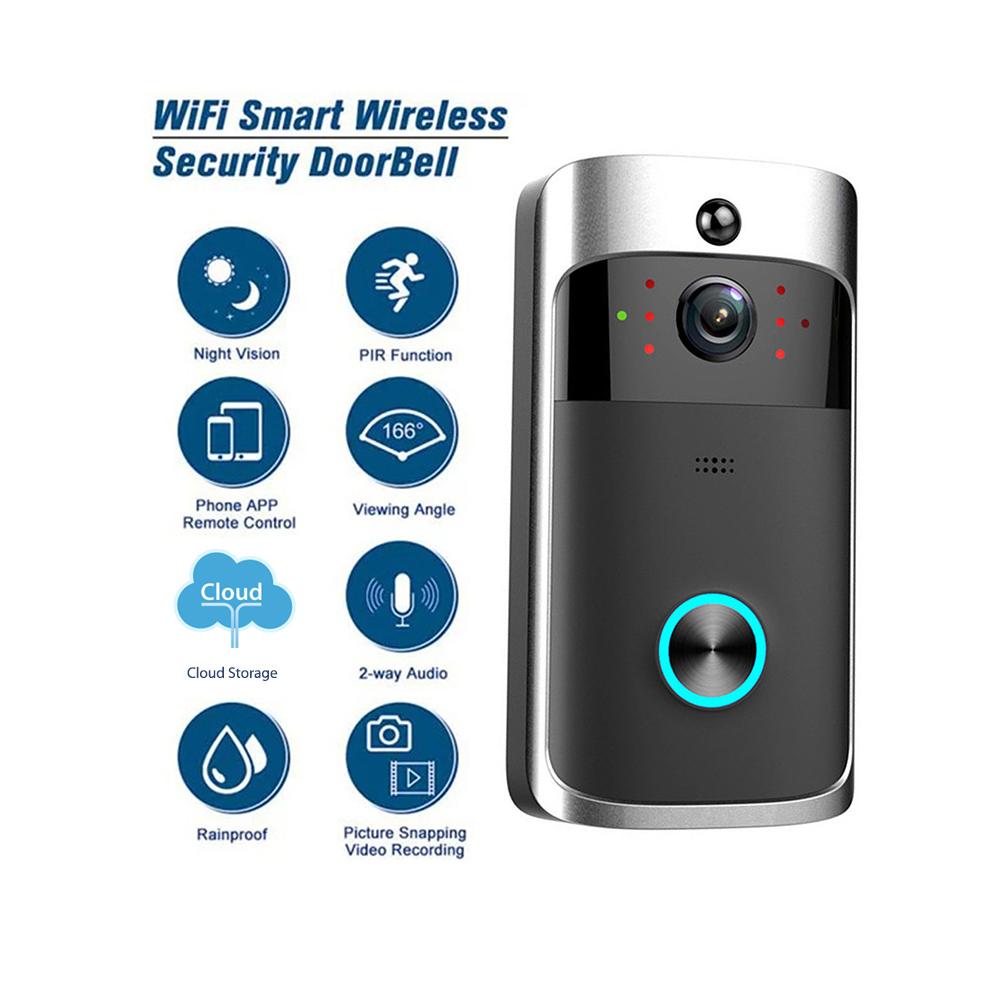 1/2PCS V5 Wifi Wireless Smart Doorbell Night Vision 720P Voice Video Intercom Doorbell PIR Motion Detection Security Door Camera