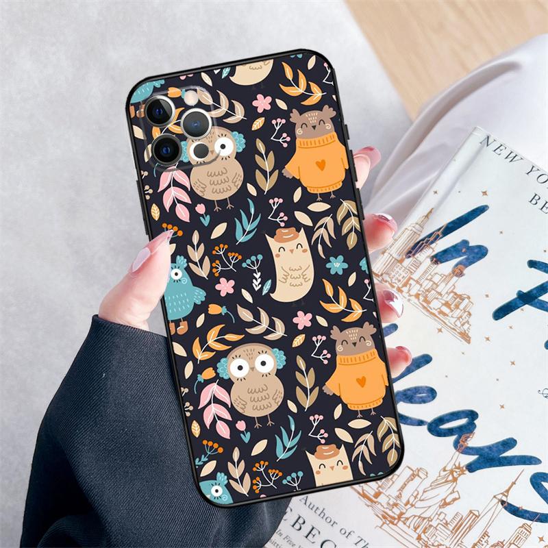 Owl Pattern Phone Case For iPhone 15 16 Pro Max 11 12 13 Mini 14 Pro Max XR 15 16 Plus 16e Cover Coque
