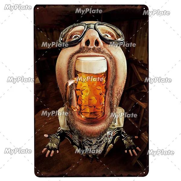 Letrero de Metal creativo para cerveza, placa Vintage, placa de letrero de lata para cerveza fría, decoración de pared para Bar, Club, hombre, arte rupestre, póster personalizado