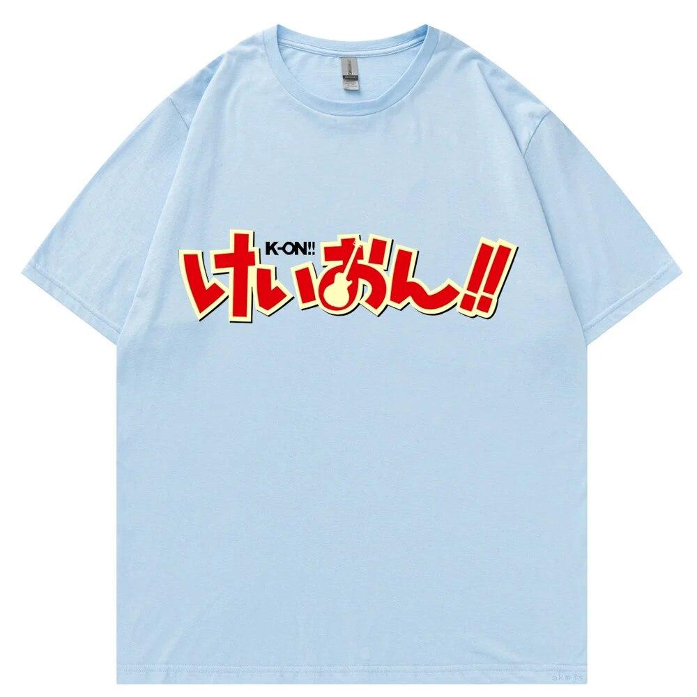 T-Shirt Unisex k-on Grafik weißes T-Shirt Vintage Grunge Japan T-Shirt Grafikästhetik Übergroßes Baumwoll-Kurzarm-T-Shirt T-Shirt