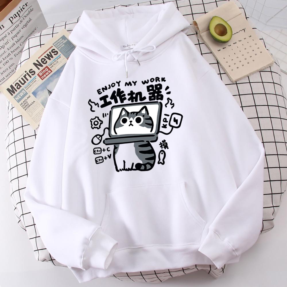 Cartoon Cat Is An Abstract Work Machine Mans Sweatshirt Comfort Sweatshirts Leisure Outdoor Pullover Youth Popular Clothes