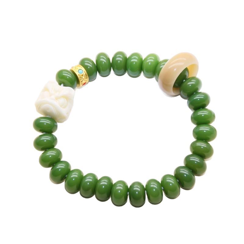 Green Bodhi Double Strand Abacus Bead Buddhist Prayer Bracelet for Men & Women - Wenwan Rosary