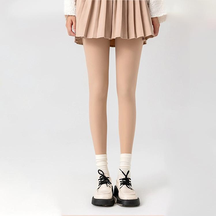 Flesh-Toned Nude Velvet-Lined Thickened Leggings and Pantyhose for Women