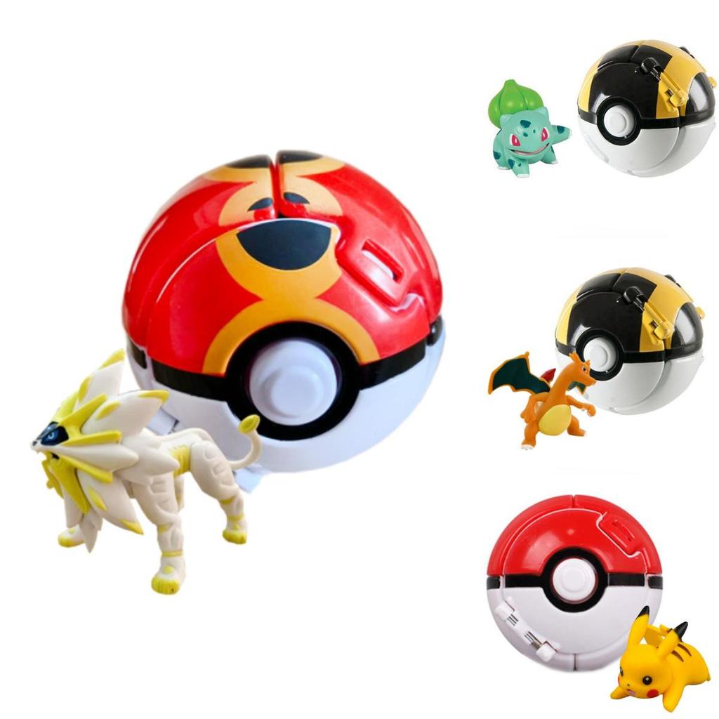Pokemon Poke Ball Elf Figure Model Toy Pikachu Charmander Litten Rockruff Game Anime Figure