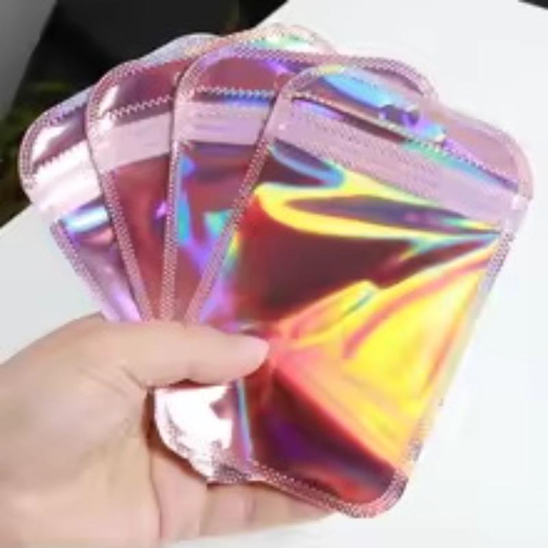 Sturdy and Resealable Thicken Plastic Pouches; 50pcs Laser Color Holographic Jewelry Bags