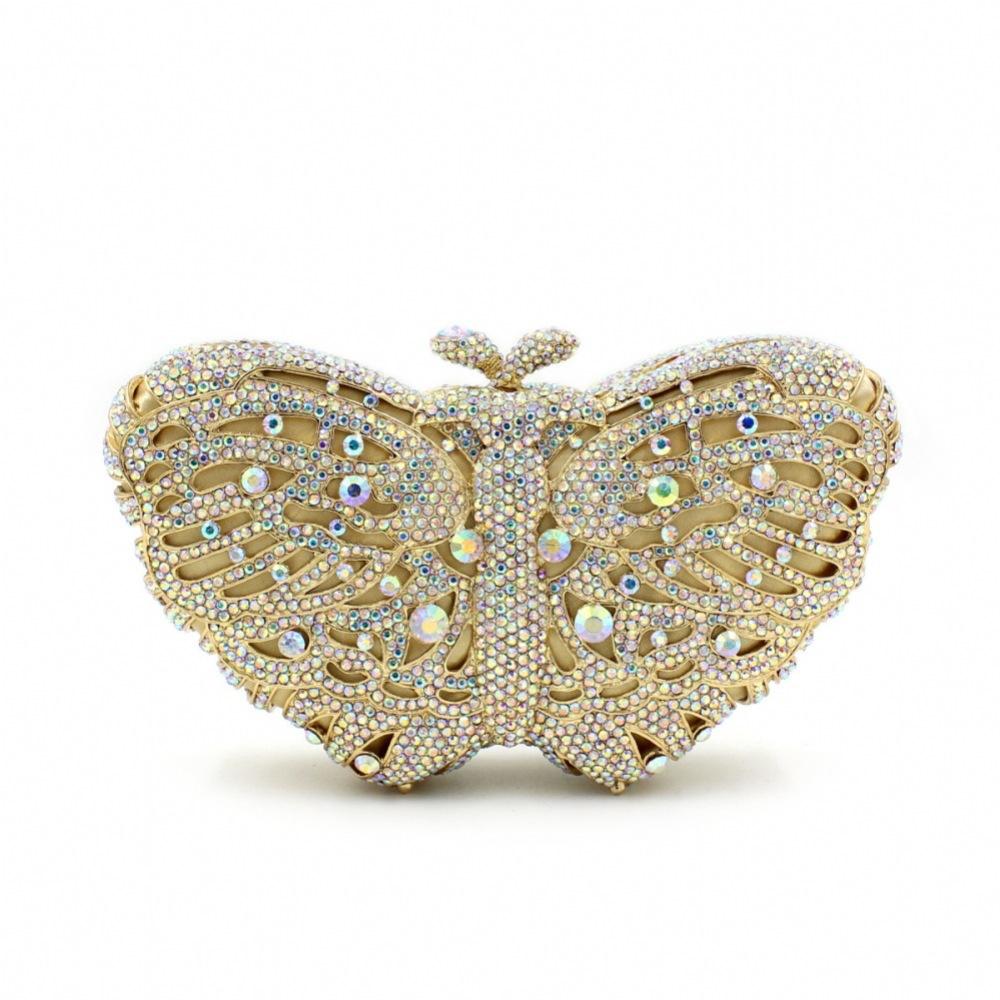 Luxury Butterfly Shaped Rhinestone Evening Clutch Bags Designer Crystal PursesFor Wedding Party Hard Metal  Purses And Handbags