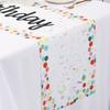 Colorful Polka Dot Pattern Decorative Table Runner, Happy Birthday Theme Polyester Table Flag, Birthday Party Table Ornament