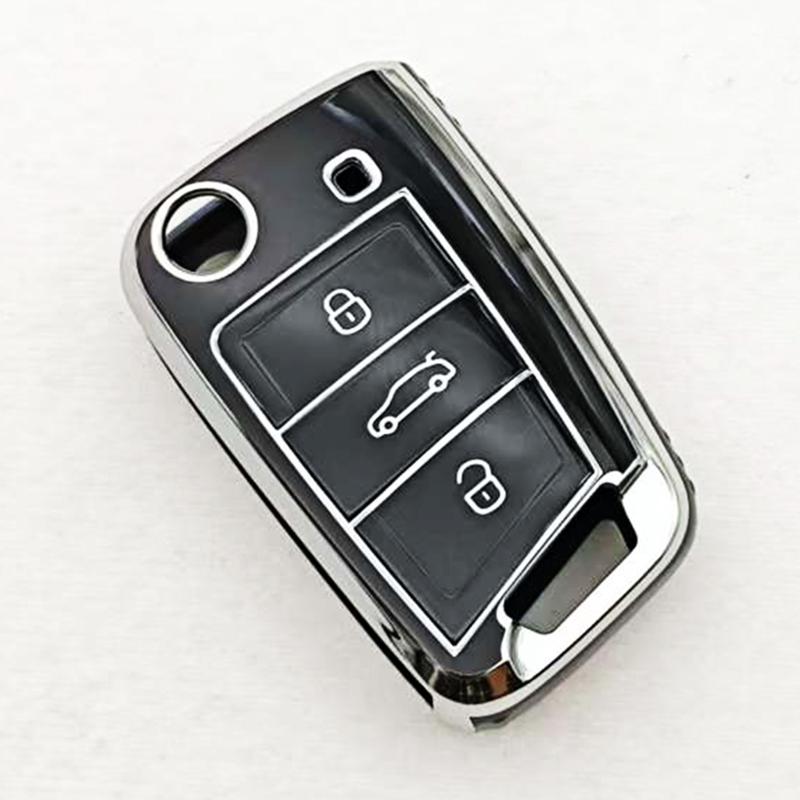 

1pc TPU Car Key Case Cover Bag Keychain Protector For Volkswagen VW Polo Golf7 MK7 Tiguan for Skoda Octavia Kodiaq Karoq