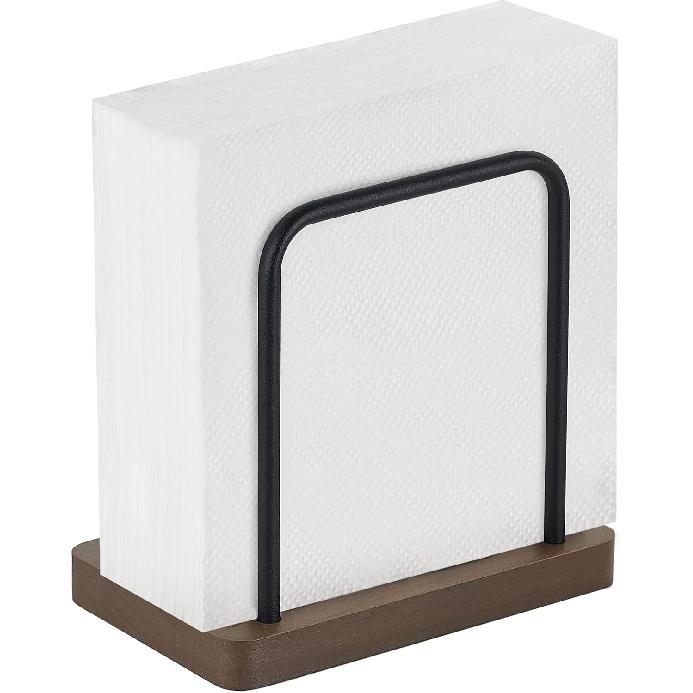 Mkono Napkin Holder for Table Wooden Paper Napkin Dispenser Servilletero for Kitchen Dining Room Cocktail Bar Party Outdoor, Brown