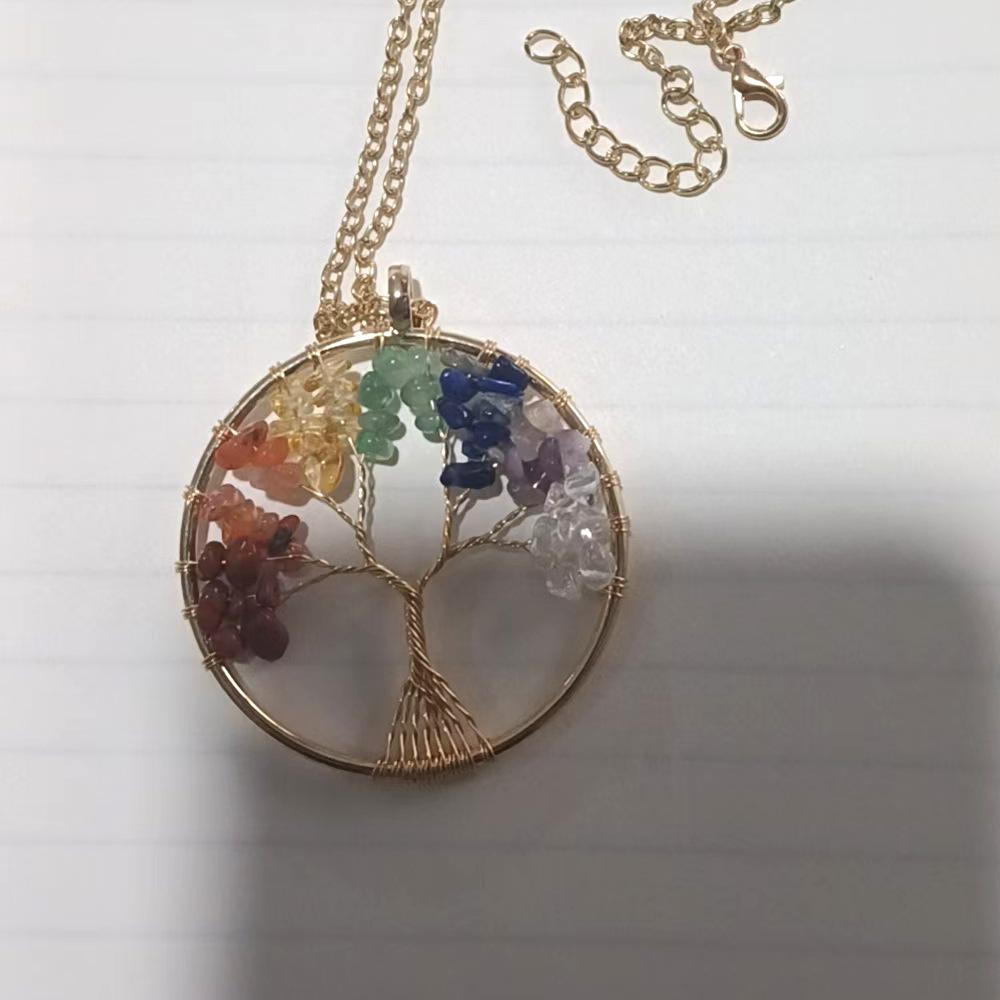 Natural Stone Tree of Life Heart Necklace Pendant