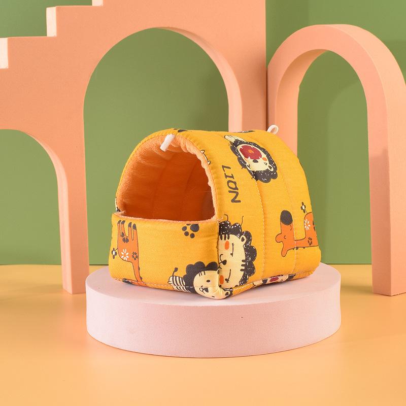 Cute Cartoon Rabbit Hamster Nest Small Animal Sleeping Bed Winter Warm Velvet Mat Pet Cage Accessory for Guinea Pig Mice Rat