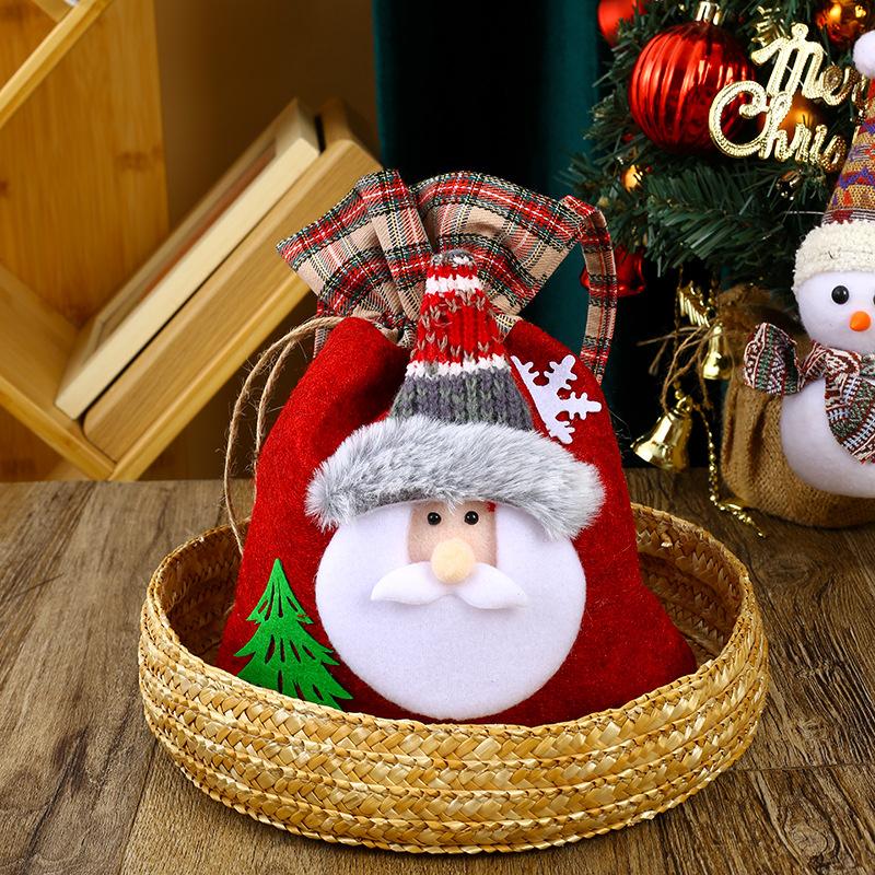Christmas Cartoon Candy Bag Santa Claus Snowman Brushed Non-woven Apple Bag Cute Handbag Christmas Cookie Gift Wrapping Supplies