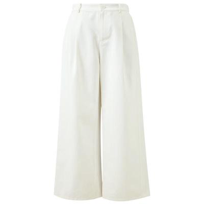 SanCai 2026 Spring Loose High-Waist Straight-Leg White Casual Pants