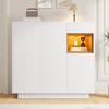 This shoe cabinet with one drawer in white and natural wood is perfect for a modern entryway. It offers space for 14–18 pairs of shoes.