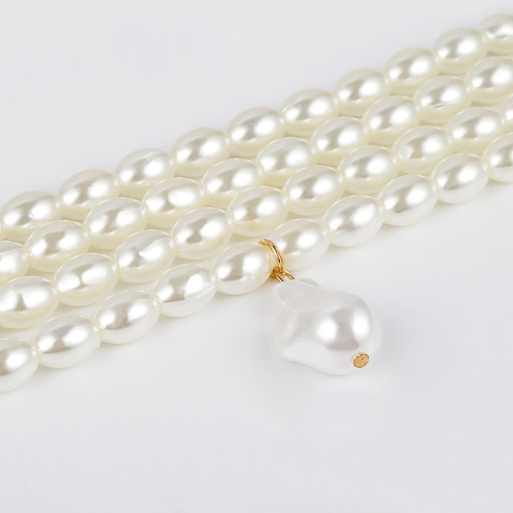 Personalised Fashion Geometric Beaded Necklace Simple Multi-layer Pearl Shaped Pendant Necklace Female