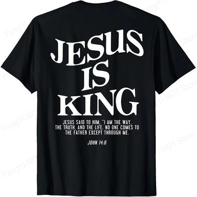 Christliches Jesus Ist König Design Krone T-Shirt Street Casual Paarkleidung T-Shirts für Männer Camisetas