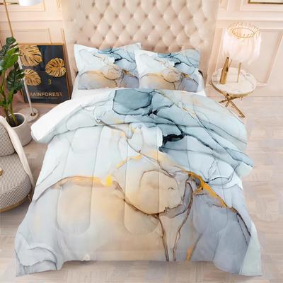 Set Copripiumino in Marmo Nero Oro Astratto Federe Matrimoniale Queen King 200x200 Set Biancheria da Letto Design di Lusso Nordico