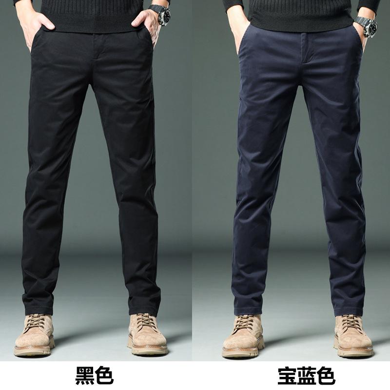 2024 Spring And Autumn New Product Plush/Regular High End Casual Pants For Men, Slim Fit Straight Leg Business Pants, Trendy Pants