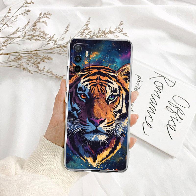 Tier Tiger Löwe Transparente Handyhülle für Samsung Galaxy A04 A04S A14 A23 A34 A54 M23 M33 M52 M53