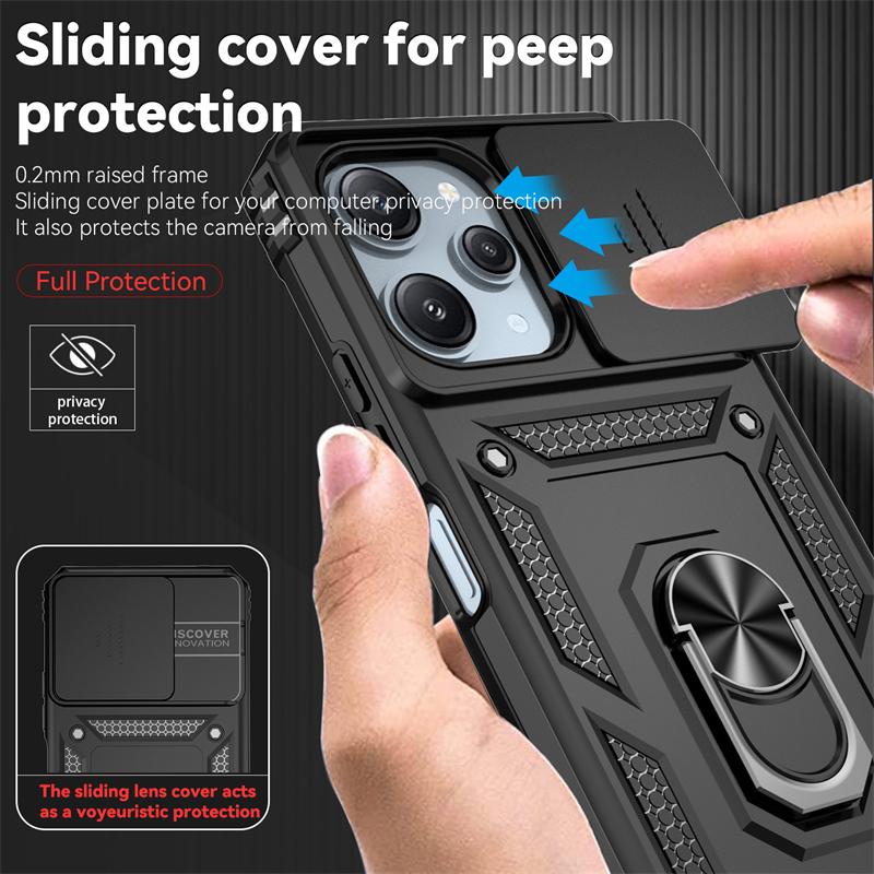 Full Cover For Xiaomi Redmi 12 5G Case For Redmi 12 5G Push Window Magnetic Phone Holder Back Case For Redmi 12 5G Case 6.79inch
