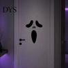 Spooky Theme Party Props Halloween Horror Ghost Face Wall Stickers, Minimalist Black Line Removable Door Vinyl Art Self-Adhesive Decor for Bedroom