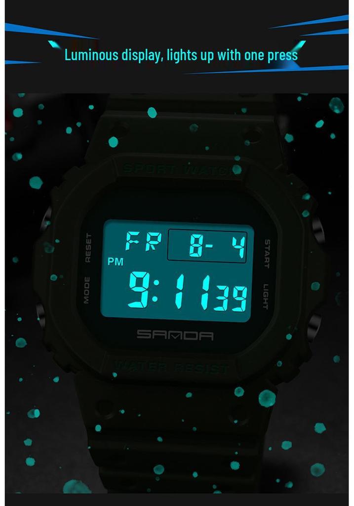 Sanda Waterproof Multi-functional Sports Watch - Fashionable Unisex, Simple Display, for Outdoor Activities
