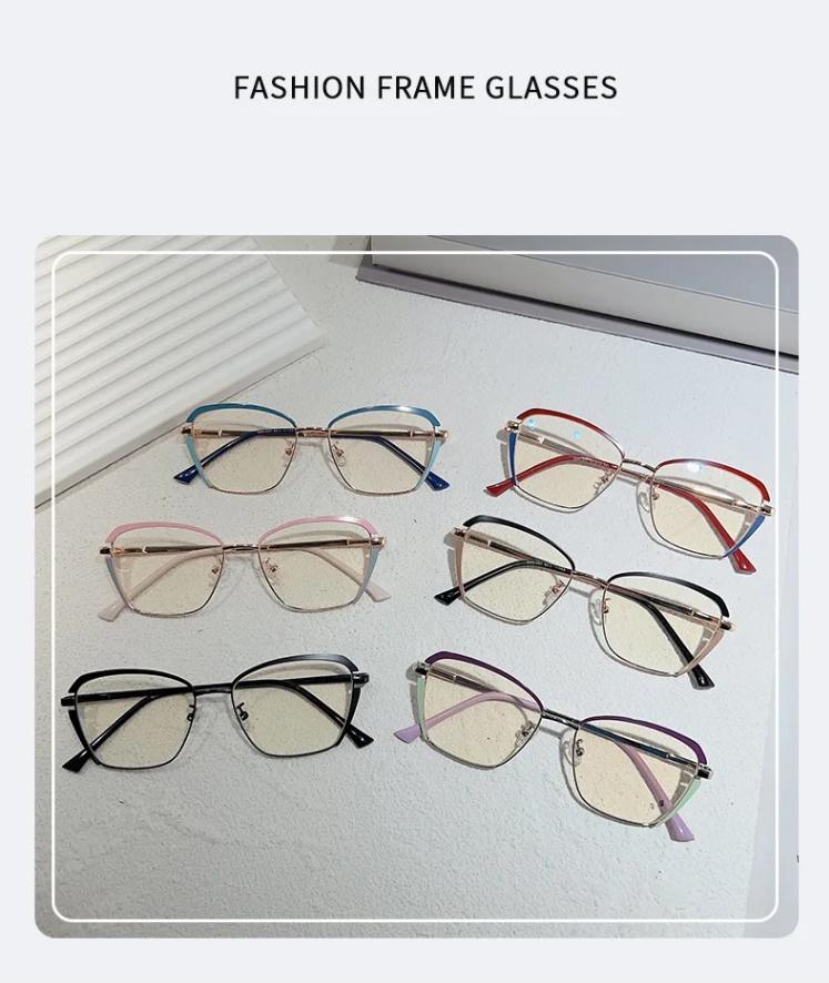New Fashionable Flat Mirror Retro Metal Frame Optical Mirror Men's And Women's Anti Blue Light Glasses 66603