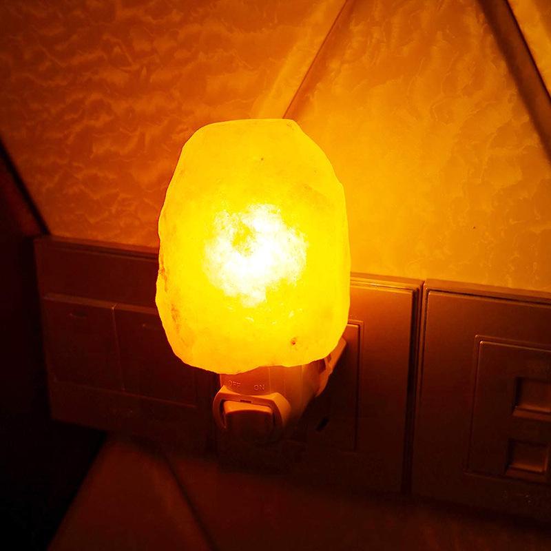 Himalayan Crystal Salt Night Lamp, Natural Carved Shape, Seven-Color Wall Light for Bedroom