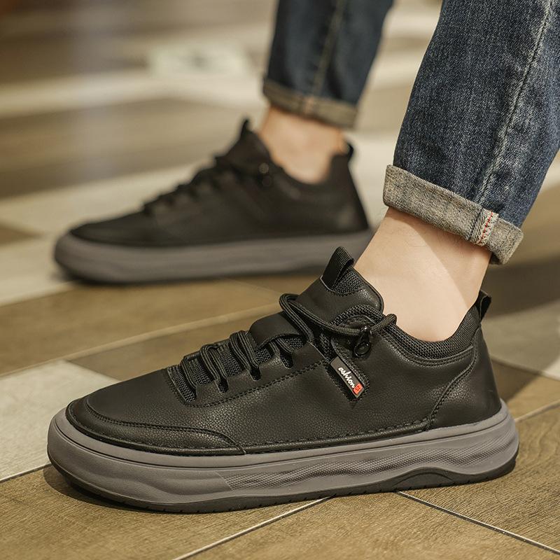 

Men s casual shoes 2024 new summer trend black retro British style men s shoes non-slip and wear-resistant platform trendy shoes 38 чёрный