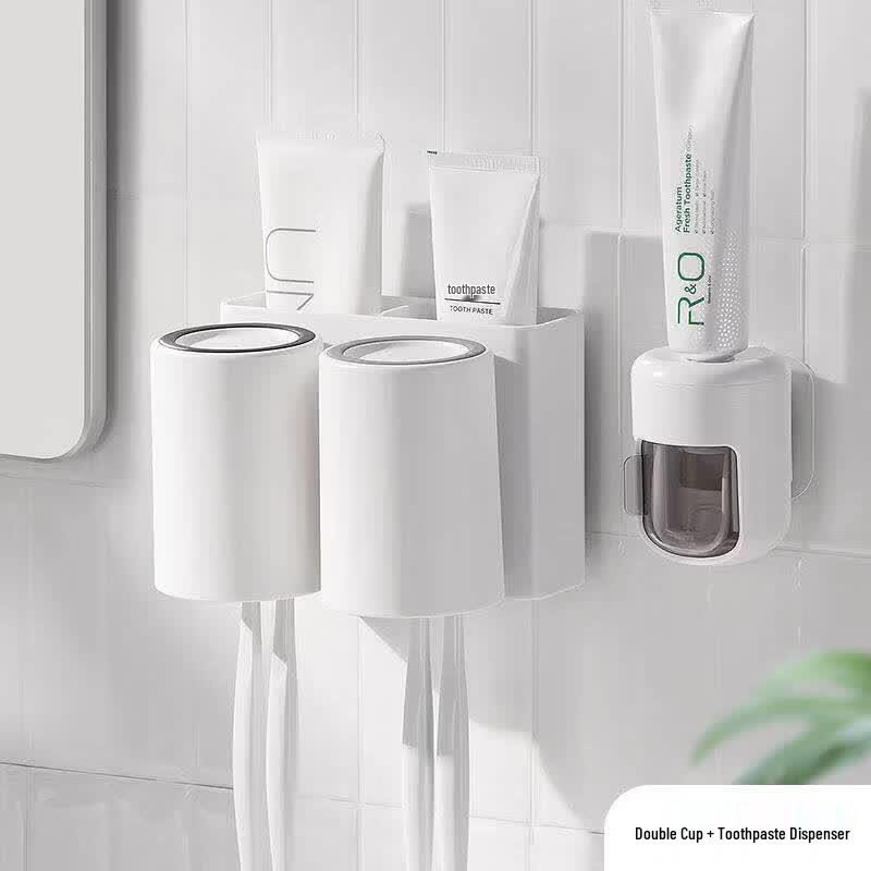 LIEI Wall-Mounted Automatic Toothpaste Dispenser & Toothbrush Holder
