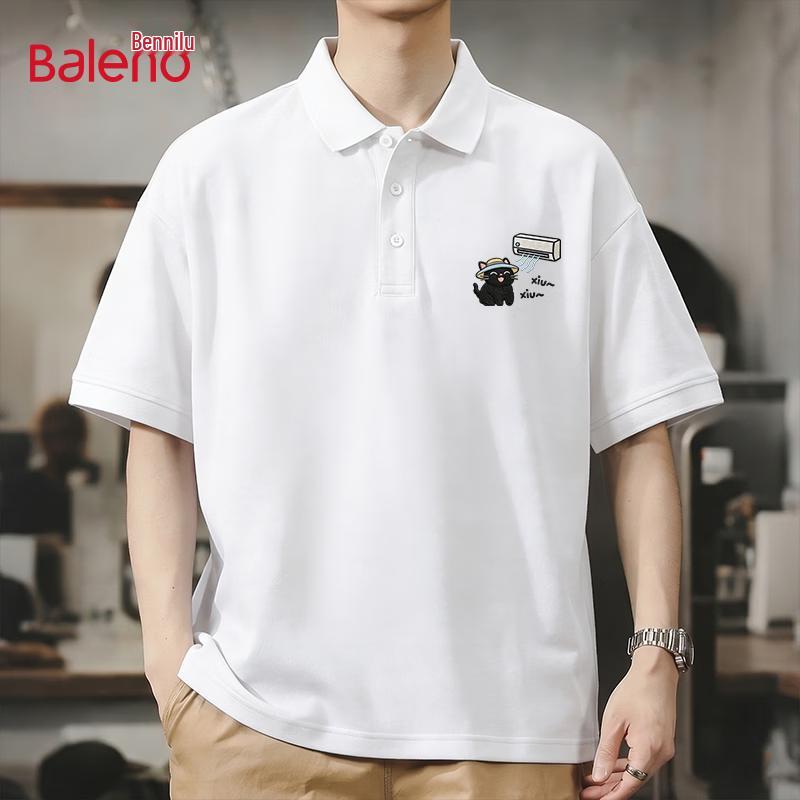 Baleno Men s Pique Polo Shirt with Cooling Cat Print 2XL