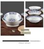 Blue & White Melamine Soup Bowl - Commercial Porcelain Imitation, Large Plastic Basin for Hotels & Restaurants