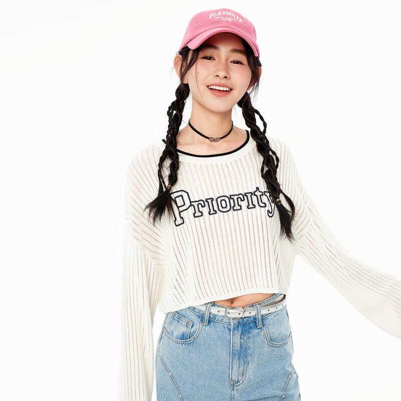 

LEDING Hollow-Out Letter Knit Cardigan M
