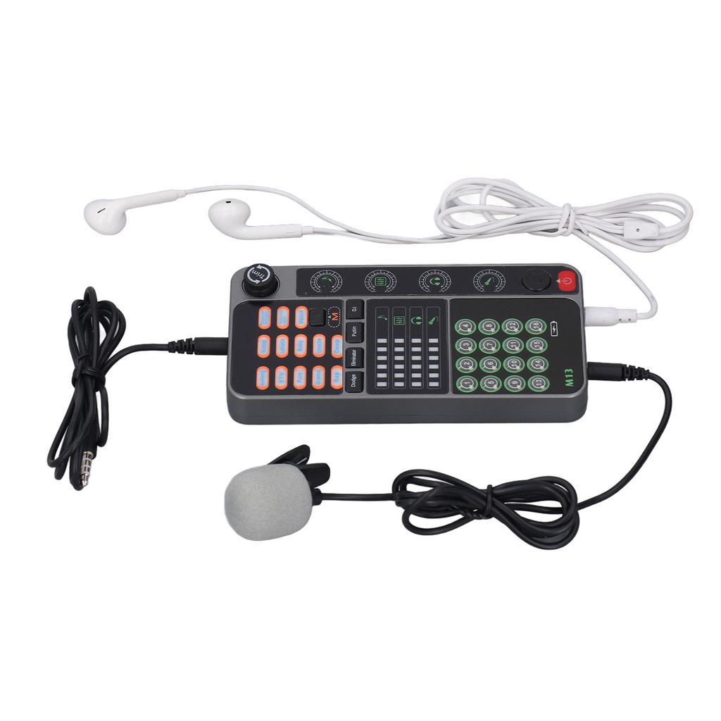 Voice Changer Live Sound Card Portable Voice Disguiser with Bluetooth DJ Controller for Live Streaming Singing Gaming