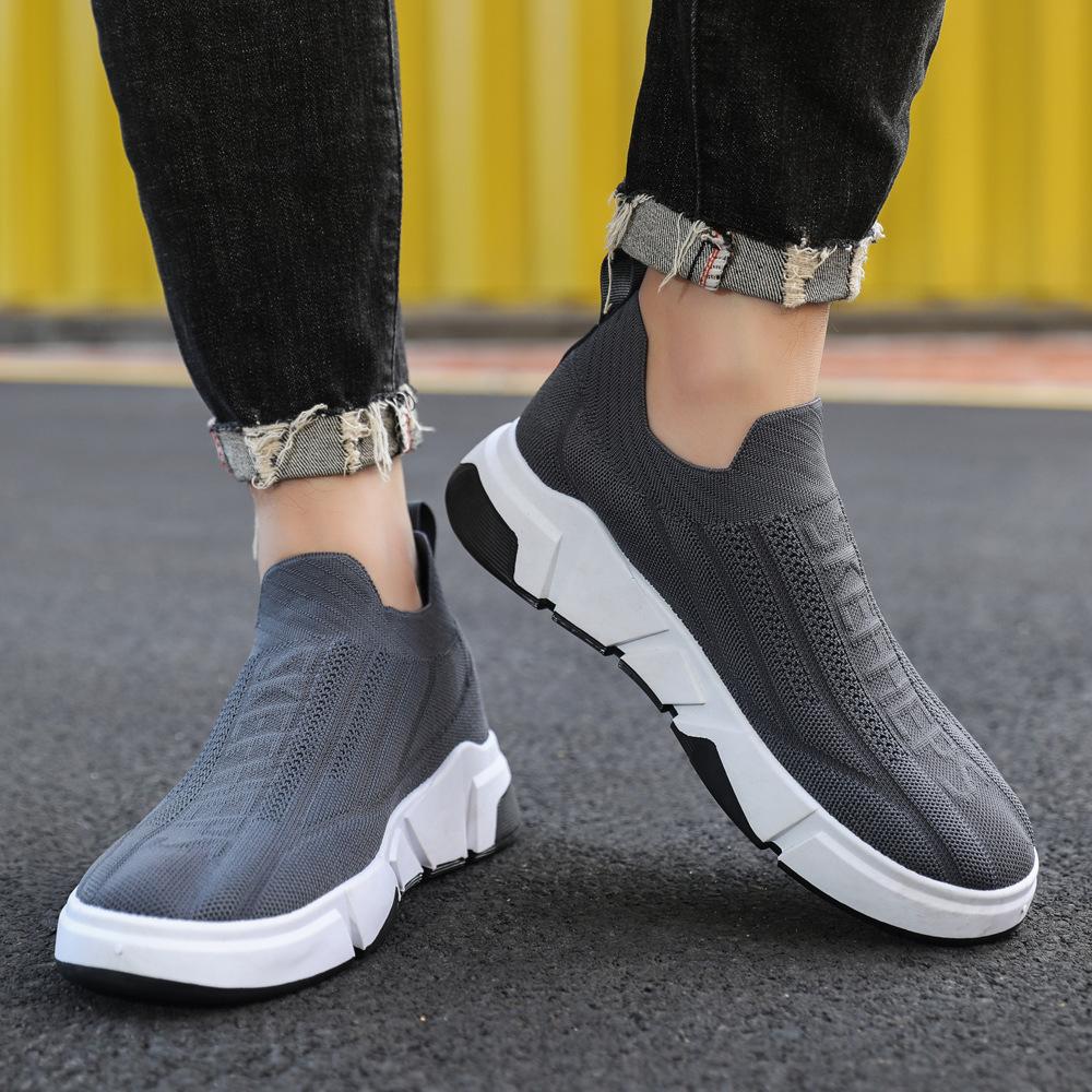 Fliegende gewebte atmungsaktive dicksohlige Socken Mund Sportschuhe ein Pedal modische Low-Top Herren Freizeitschuhe