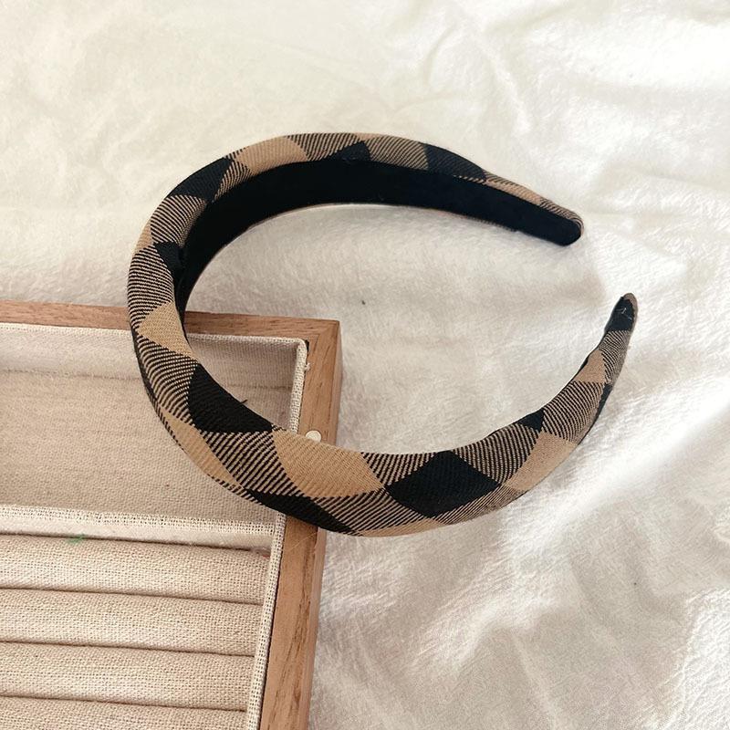 

Винтажные женские клетчатые повязки на голову с губчатой подкладкой для леди, девочек, повседневные обручи для волос, аксессуары