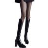 Recommended, skinny legs V-mouth medium boots women's 2024 autumn and winter pointed high-heeled thick-heeled leather boots medium tube side zipper