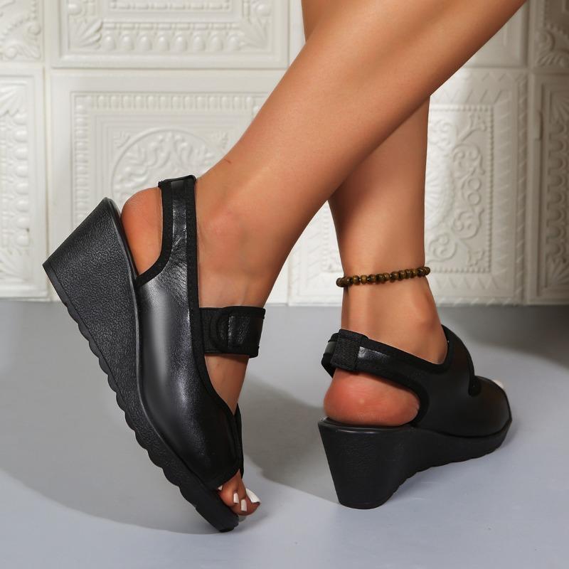 Módní Pohodlné Kožené Boty Střední Podpatek Sandály 2025 Dámské Platformové Klínky Sandály Kancelář Mama Denní