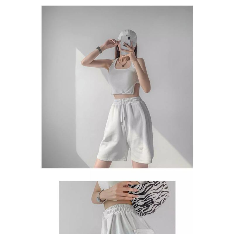 Lockere, gerade Sport-Waffel-Shorts mit mittlerem Bein, Sommer-Hottie, hoch taillierte, lässige Viertelhose mit weitem Bein