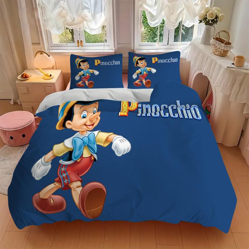 Pinocchio'S Jolly Adventure Print 3Pcs Bedding Setduvet Cover With 2 Bedropillowcase Home Birthday Gift