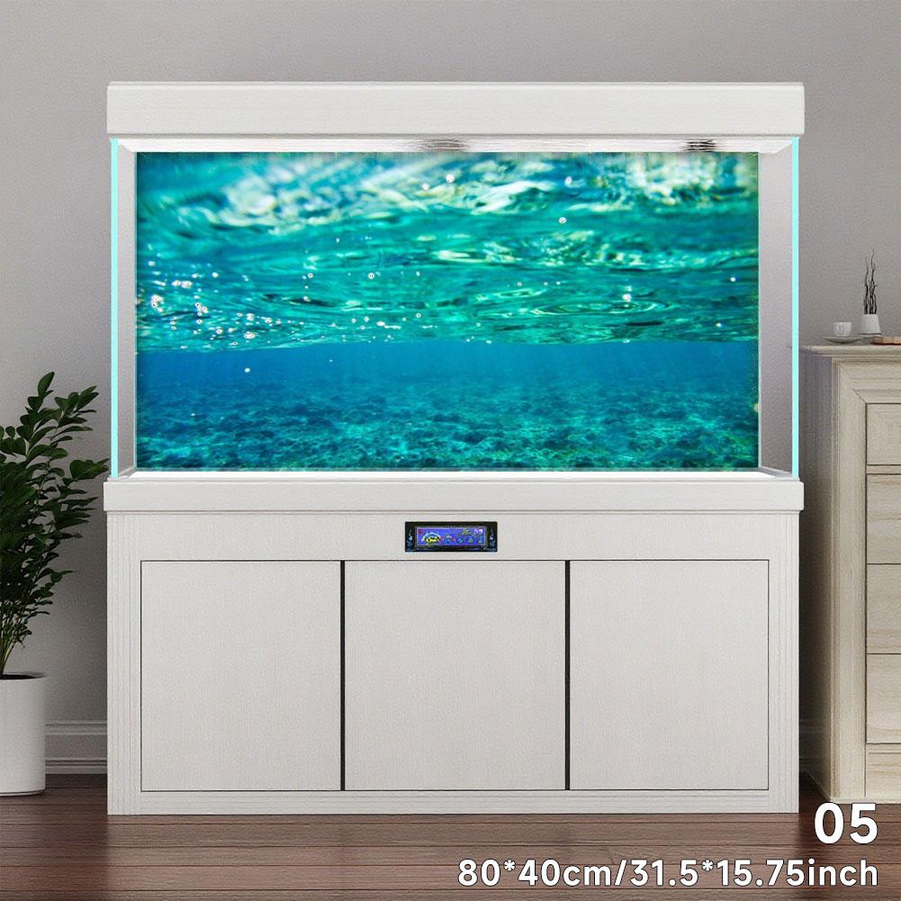 Aquarium Background Sticker Fish Tank Backdrop Forest/Moss/Ocean World DIY Cutting Available Background Self Cling Aquarium Wallpaper Decorations