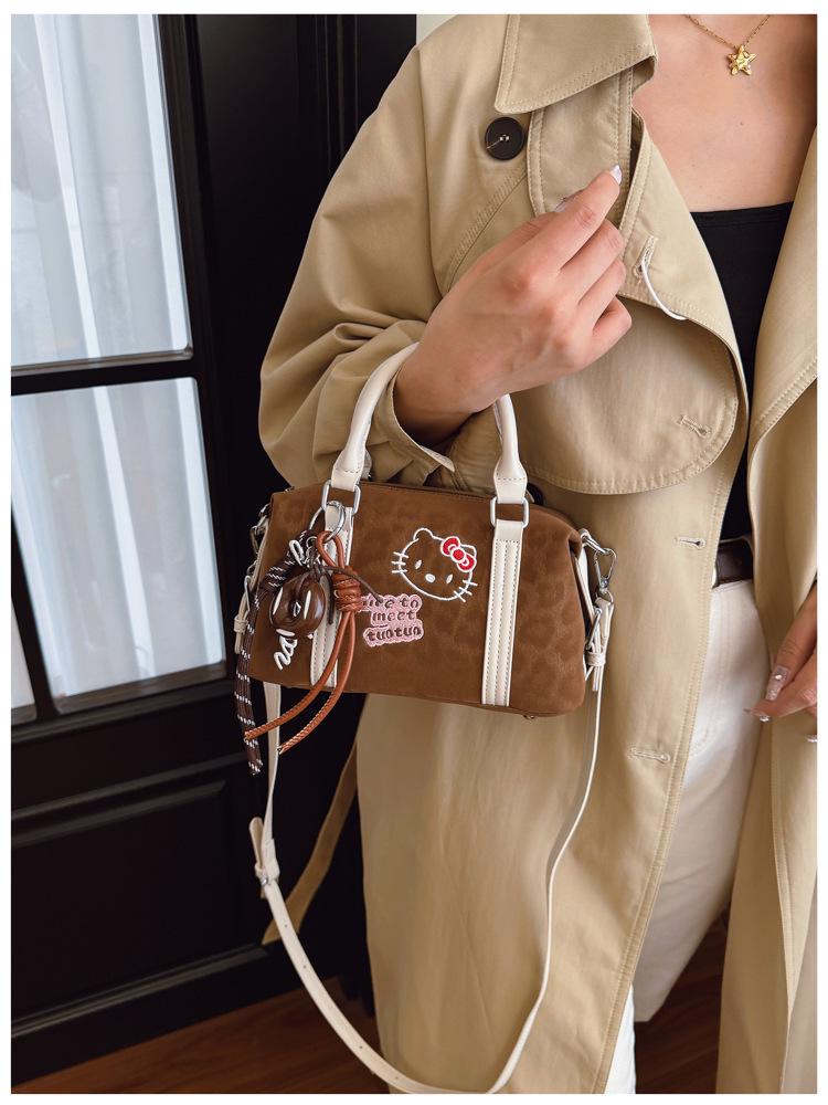2025 Women's Cross-border Leather Boston Bag: Fashionable Cartoon Handbag & Single Shoulder Crossbody Bag