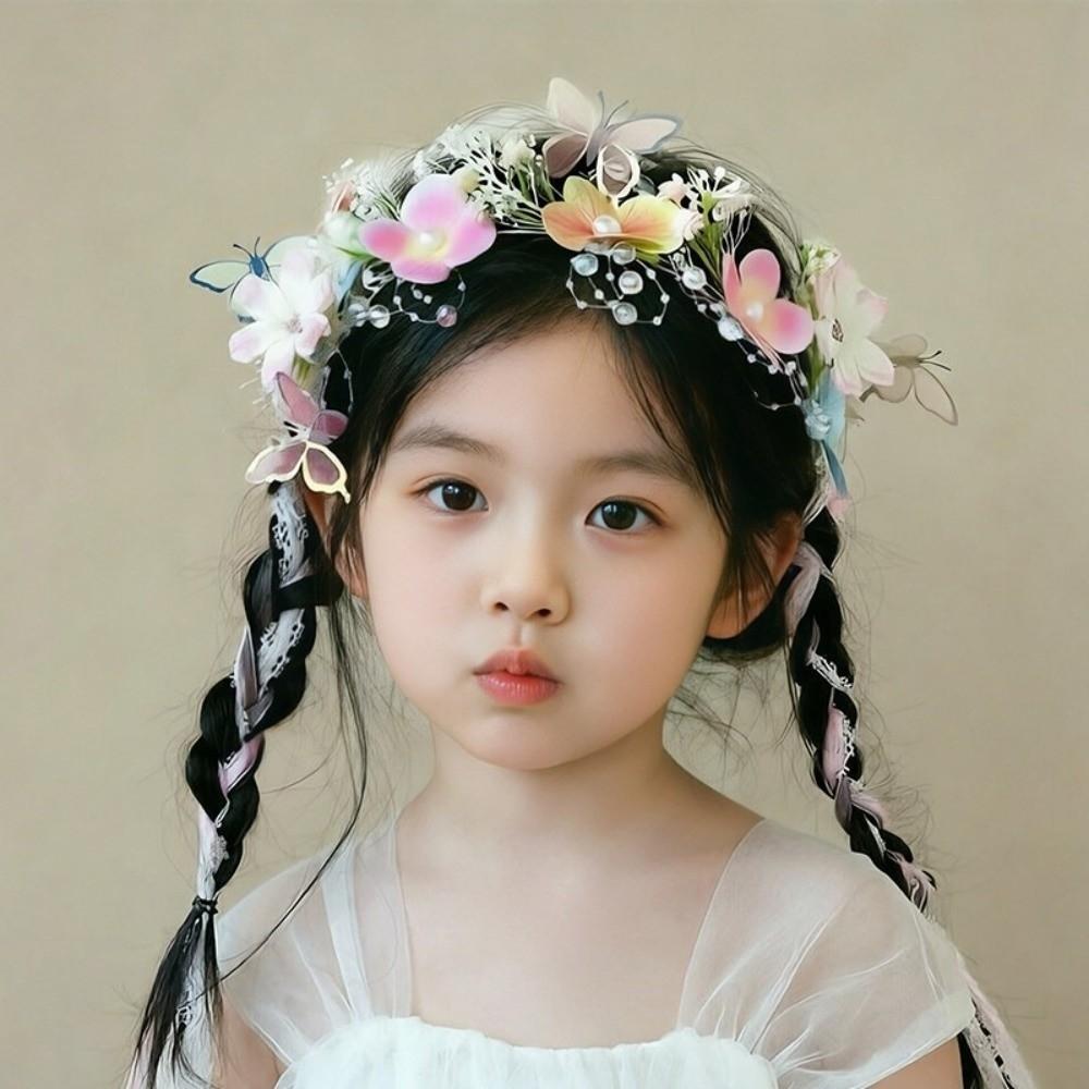 Lace Bow Flower Butterfly Headband Rhinestone Decor Lolita Headband Elegant Pearl Headband Kids