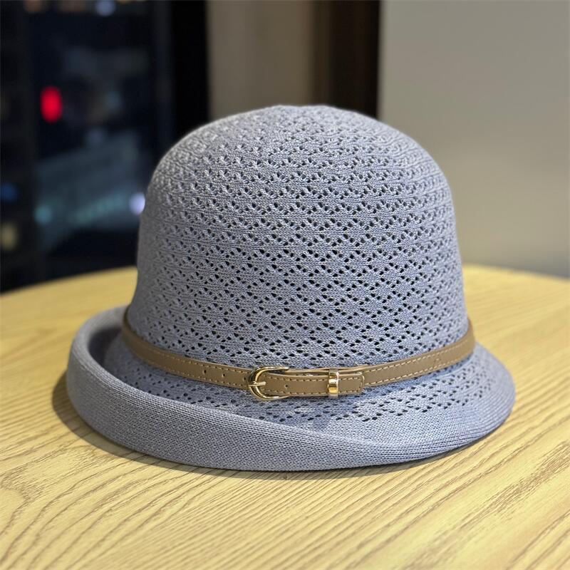New bucket hat summer vacation travel bucket hat casual versatile photo good-looking hat linen weaving tide